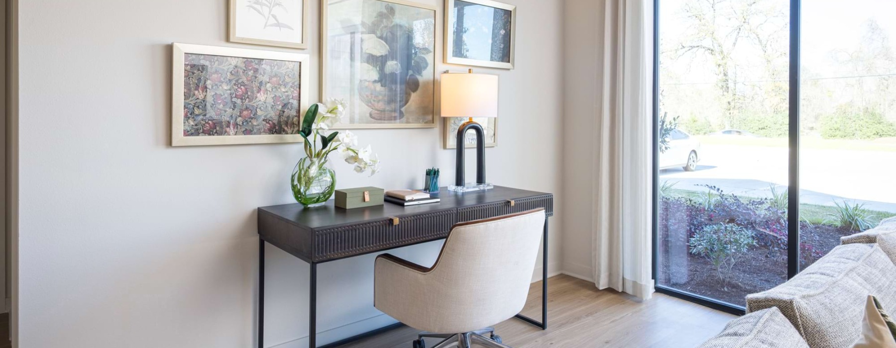a room with a desk and a chair